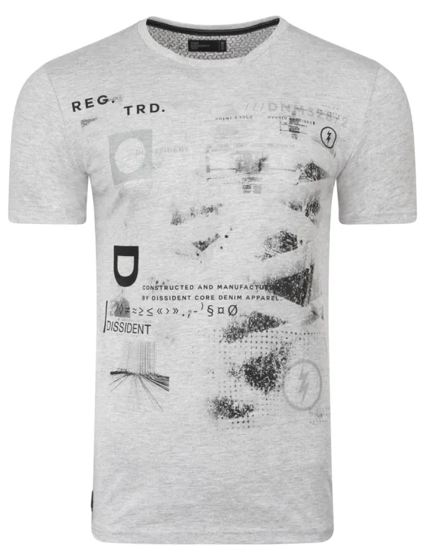 Convex Motif Cotton T-Shirt In Light Grey Marl - Dissident sold by Tokyo Laundry