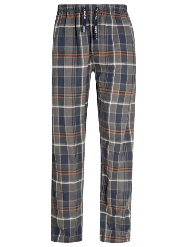 Leslie Checked Brush Flannel Cotton Lounge Pants in Green / Navy  - Tokyo Laundry sold by Tokyo Laundry