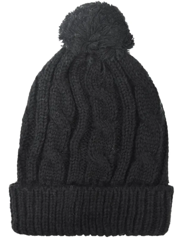 Montana Cable Knit Bobble Hat in Black sold by Tokyo Laundry