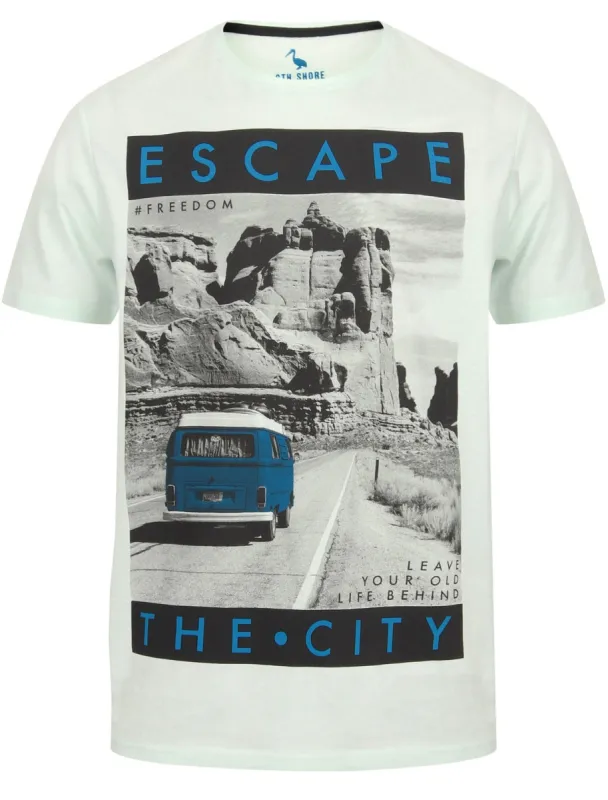 Mountain Drive Motif Cotton T-Shirt In Hint Of Mint - South Shore sold by Tokyo Laundry