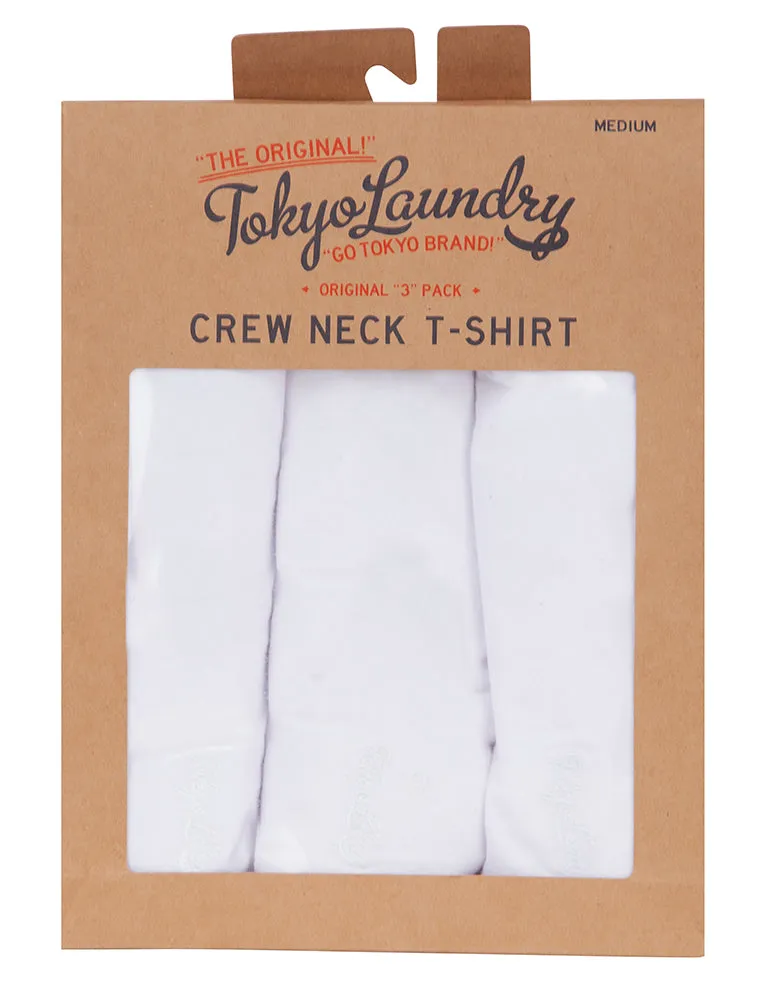 Highwoods (3 Pack) Crew Neck Combed Cotton T-Shirts In Bright White - Tokyo Laundry sold by Tokyo Laundry product image thumbnail 2