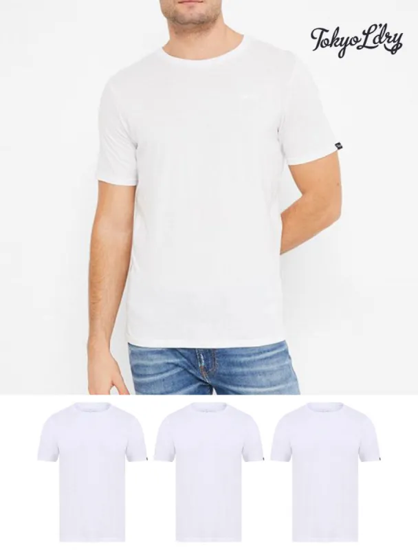 Highwoods (3 Pack) Crew Neck Combed Cotton T-Shirts In Bright White - Tokyo Laundry sold by Tokyo Laundry