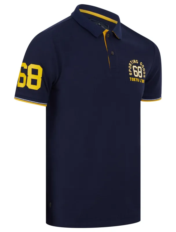 Sporting Goods Cotton Pique Polo Shirt in Medieval Blue - Tokyo Laundry sold by Tokyo Laundry