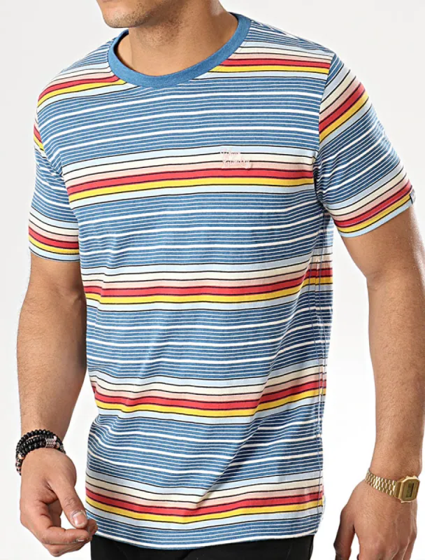 Lowell Striped Cotton T-Shirt In Cornflower Blue Marl - Tokyo Laundry sold by Tokyo Laundry