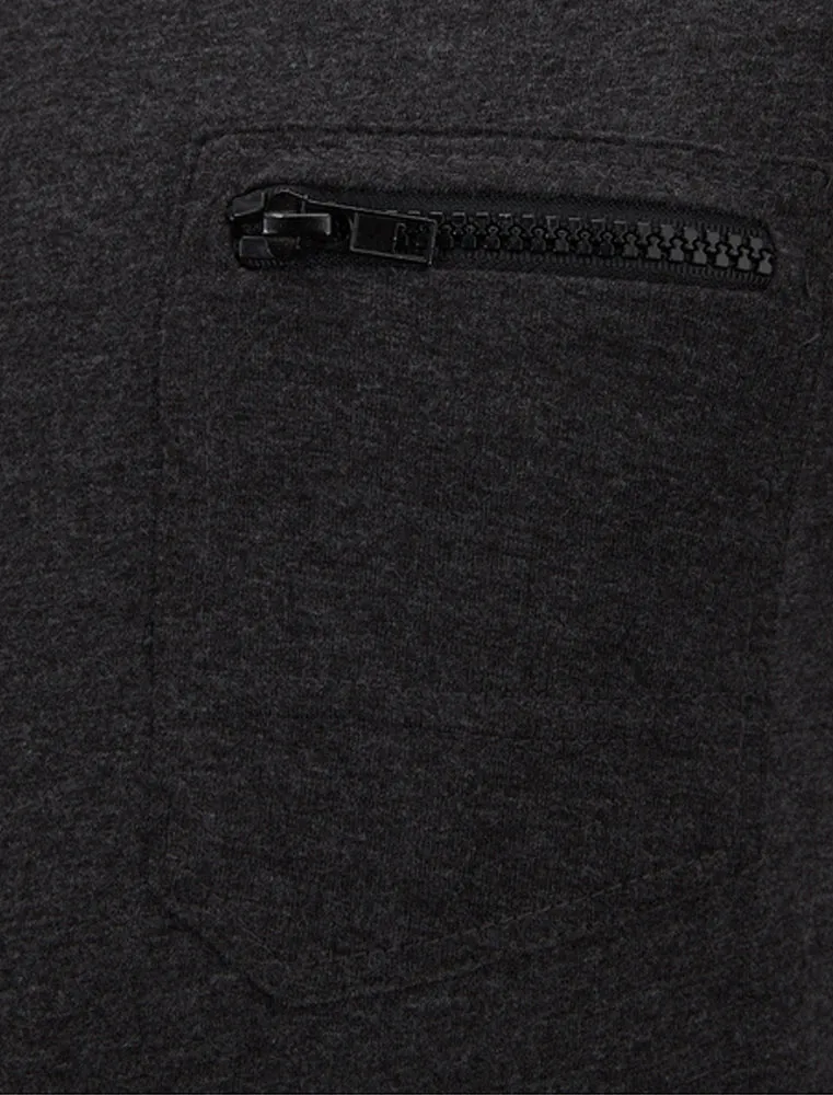 Faustianc Short Sleeve T-Shirt with Zip Chest Pocket in Dark Charcoal Marl sold by Tokyo Laundry product image thumbnail 3