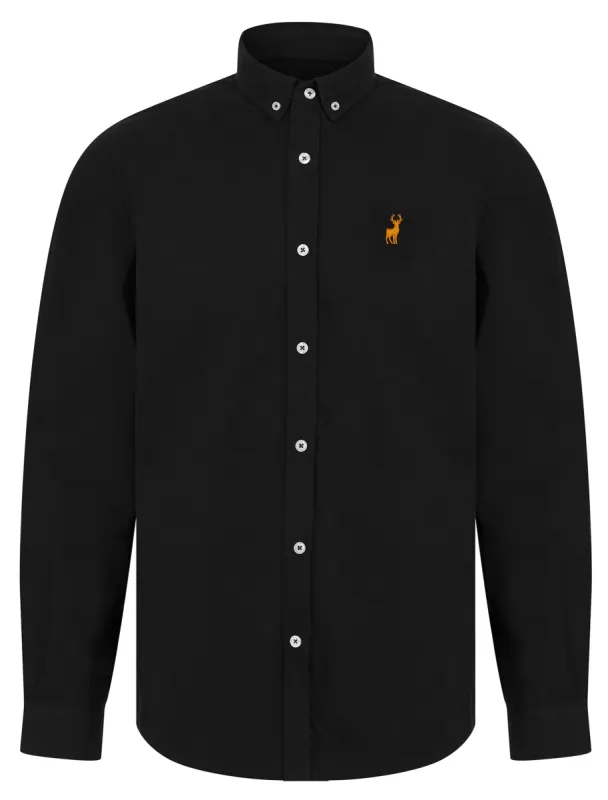 Leyburn Cotton Twill Long Sleeve Shirt in Jet Black - Kensington Eastside sold by Tokyo Laundry