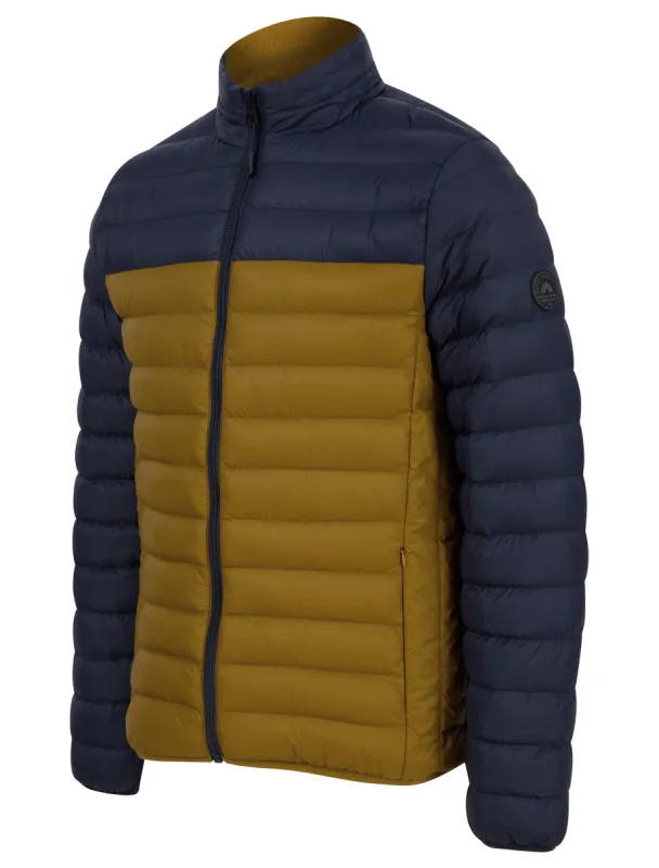 Inali Colour Block Funnel Neck Quilted Puffer Jacket with Fleece Lined Collar in Sky Captain Navy - Tokyo Laundry sold by Tokyo Laundry