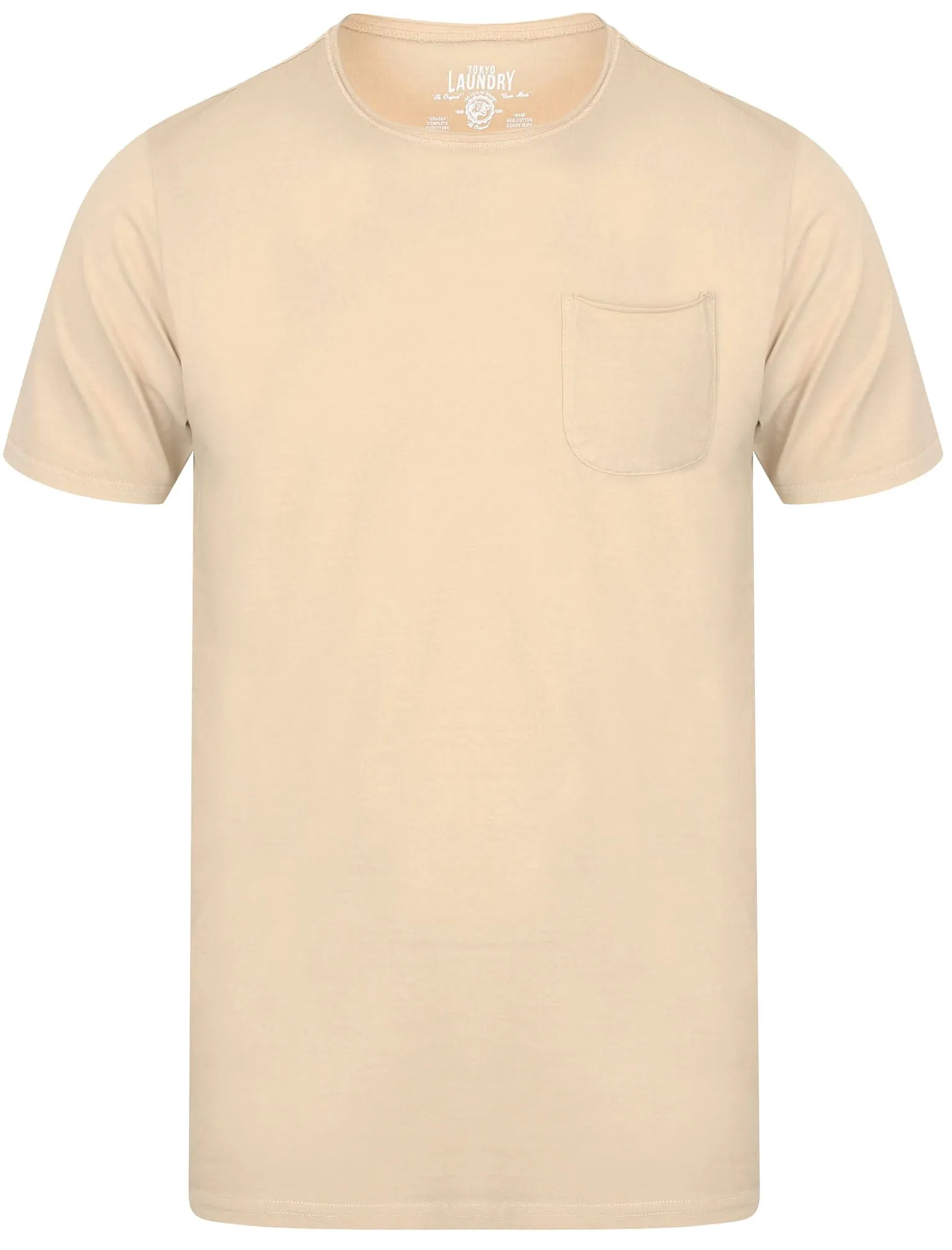 Zac Crew Neck Cotton T-Shirt with Pocket In Oyster - Tokyo Laundry sold by Tokyo Laundry