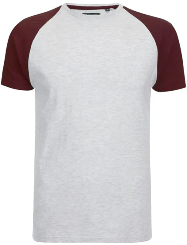 Baptist Raglan Sleeve Baseball T-Shirt in Ecru / Burgundy sold by Tokyo Laundry