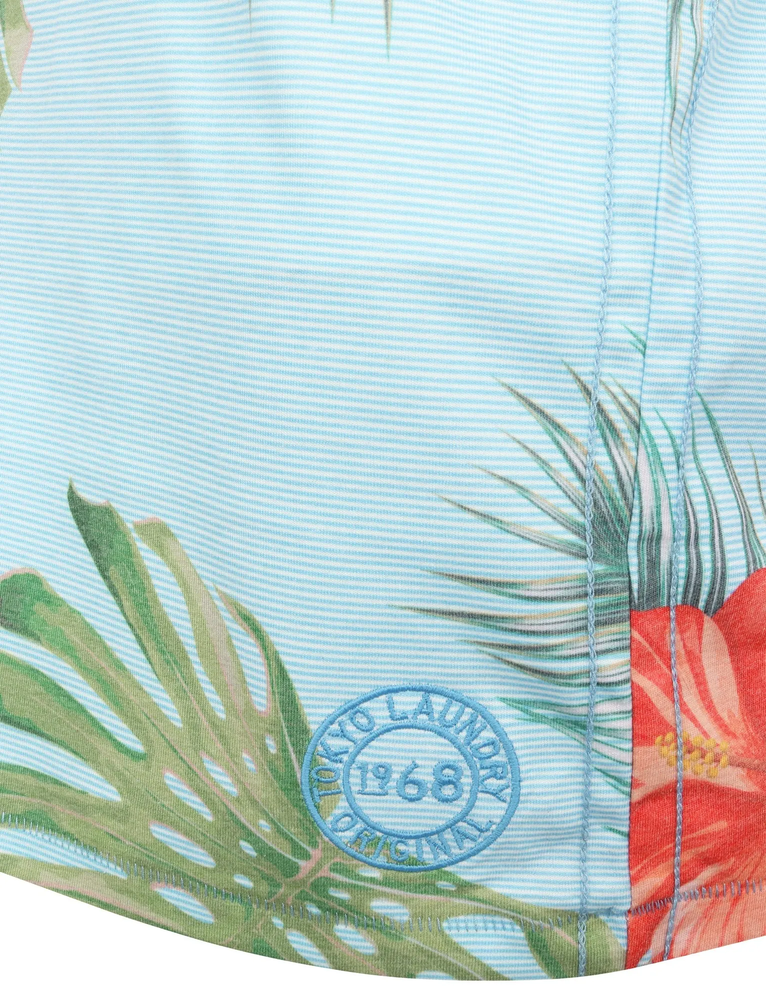 Waikawa Striped Tropical Palm Printed T-Shirt In Blue Fog - Tokyo Laundry sold by Tokyo Laundry product image thumbnail 4