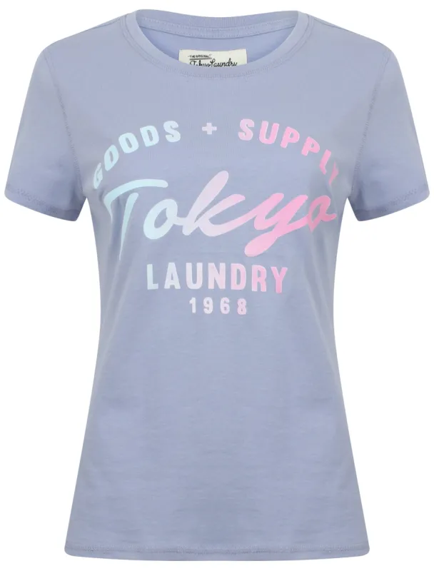 Womens Flocked Motif Cotton Jersey T-Shirt In Purple Impression - Tokyo Laundry sold by Tokyo Laundry