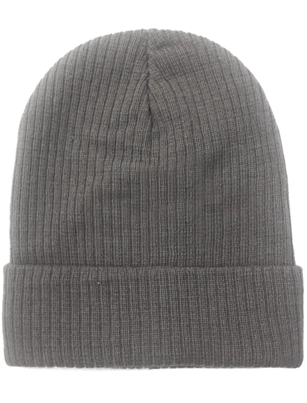 Jaylon Ribbed Knitted Beanie Hat in Grey sold by Tokyo Laundry