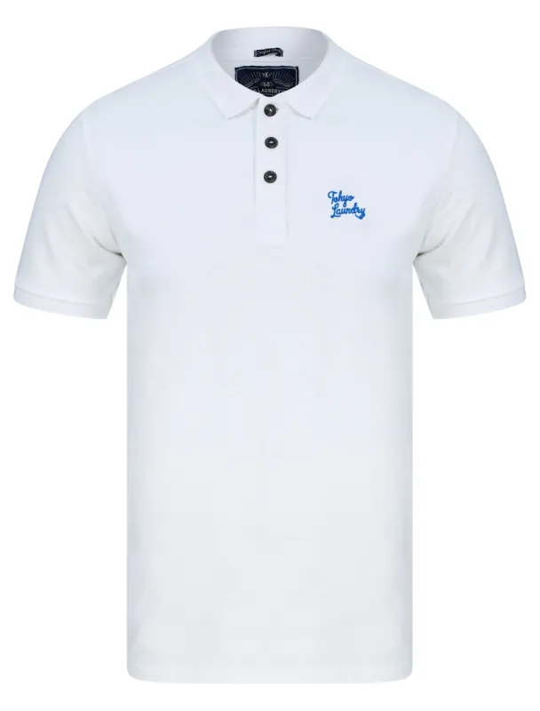 Marahau 3 Signature Cotton Pique Polo Shirt in Optic White - Tokyo Laundry sold by Tokyo Laundry