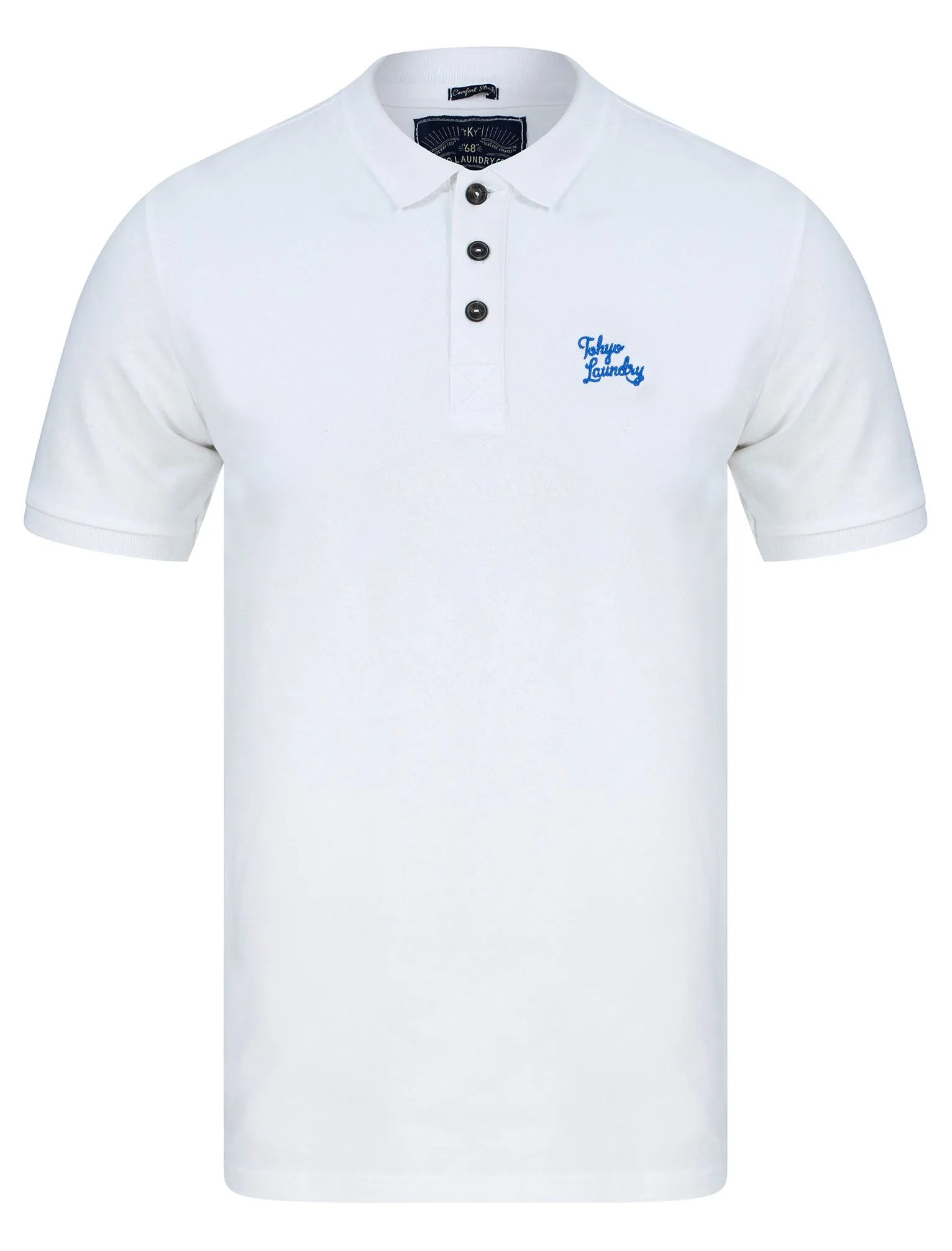 Marahau 3 Signature Cotton Pique Polo Shirt in Optic White - Tokyo Laundry sold by Tokyo Laundry