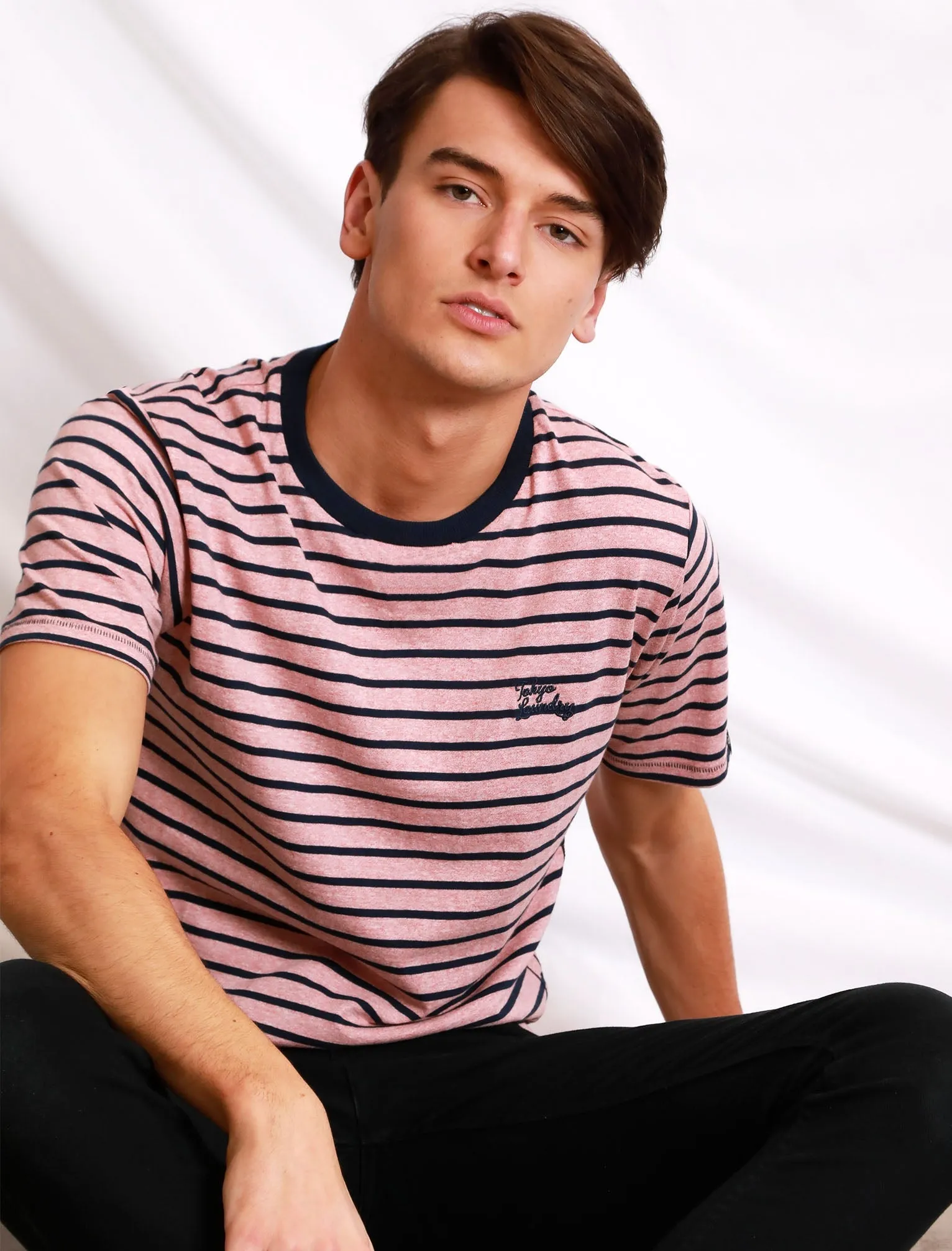 Pacora Grindle Stripe Cotton T-Shirt In Faded Peach - Tokyo Laundry sold by Tokyo Laundry product image thumbnail 4