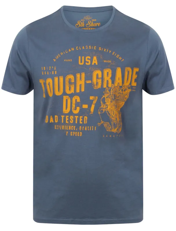 Tough Grade Motif T-Shirt in Worn Denim - South Shore sold by Tokyo Laundry