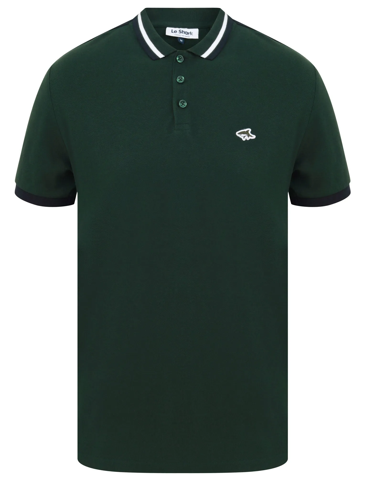 Crown Cotton Pique Polo Shirt with Racer Stripe Sleeves In Pine Grove - Le Shark sold by Tokyo Laundry product image thumbnail 2