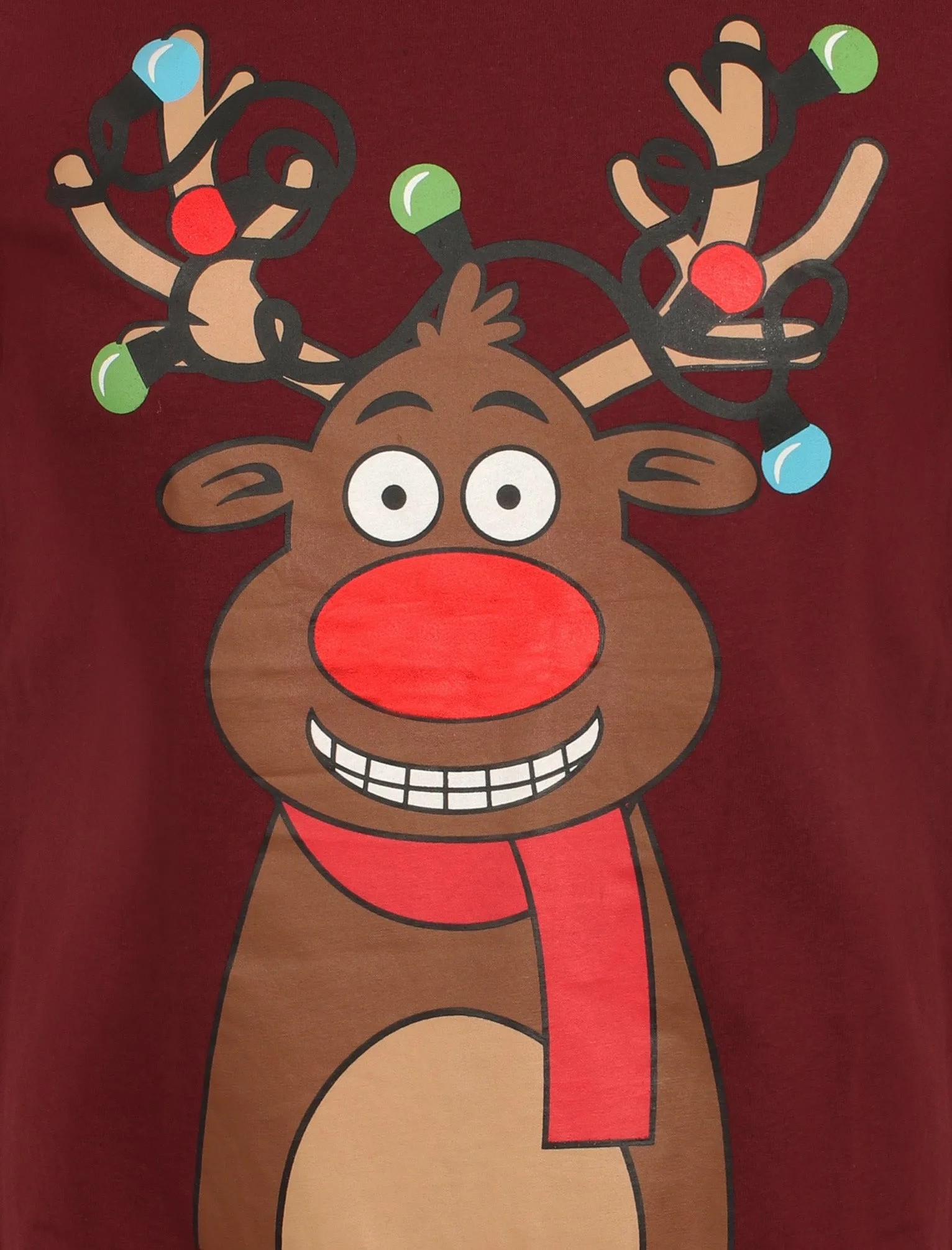 Light Reindeer Novelty Cotton Christmas T-Shirt in Oxblood - Season's Greetings sold by Tokyo Laundry product image thumbnail 3
