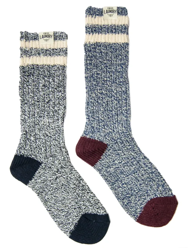 Tokyo Laundry Merrick socks in dark blue& light blue (2 Pack) sold by Tokyo Laundry