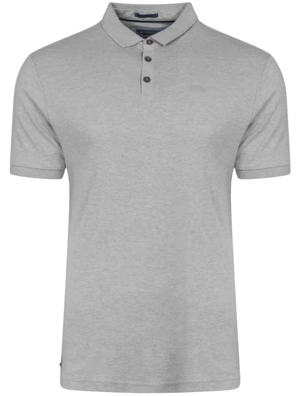 Densley Cotton Blend Polo Shirt In Light Grey Marl - Kensington Eastside sold by Tokyo Laundry