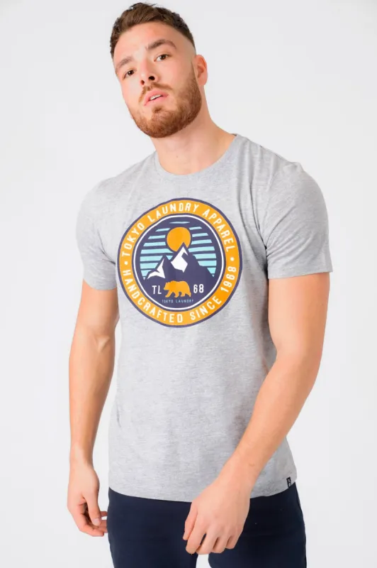 Bruntwood Motif Cotton Jersey T-Shirt In Light Grey Marl - Tokyo Laundry sold by Tokyo Laundry