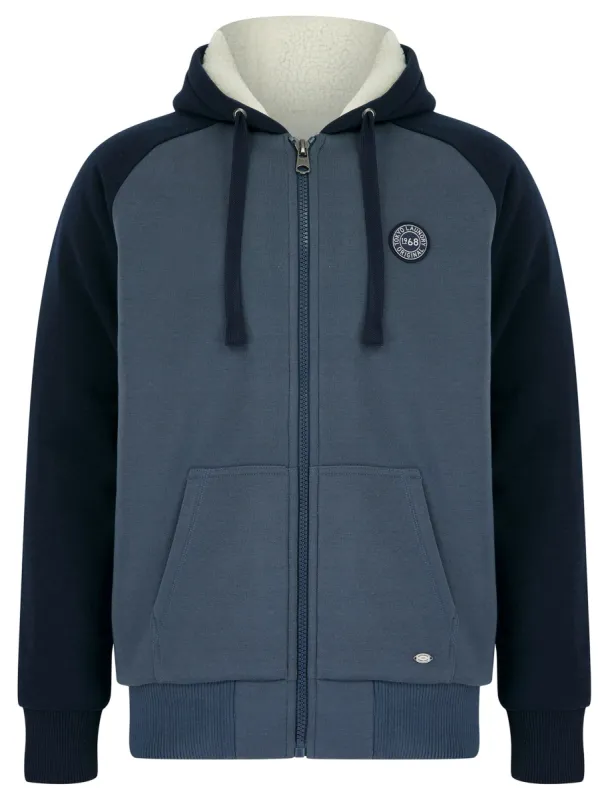 Petersburg Chunky Zip Through Borg Lined Fleece Hoodie in Vintage Indigo Marl - Tokyo Laundry sold by Tokyo Laundry