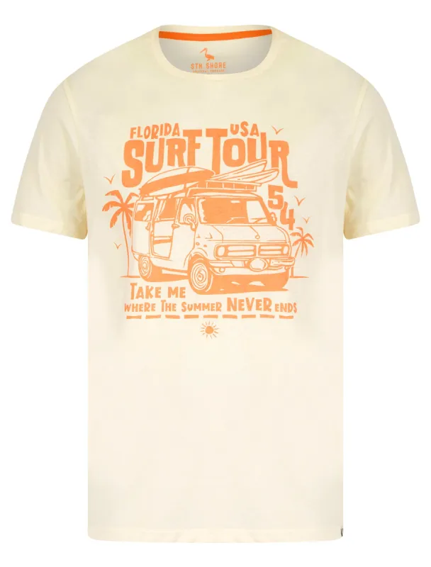 Surf Tour Motif Cotton Jersey T-Shirt in Marshmallow White - South Shore sold by Tokyo Laundry