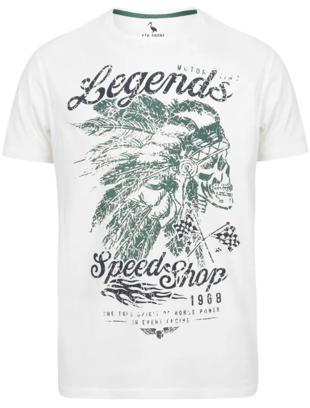 Legends Motif Cotton T-Shirt In Snow White - South Shore sold by Tokyo Laundry