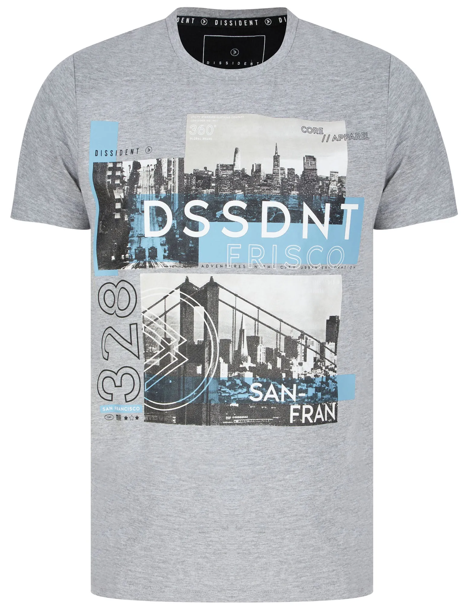 Sisco City Motif Cotton Jersey T-Shirt In Light Grey Marl - Dissident sold by Tokyo Laundry