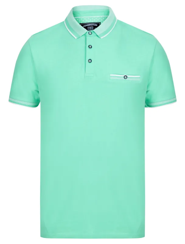 Tailworth Cotton Jersey Polo Shirt with Chest Pocket in Dusty Jade Green - Kensington Eastside sold by Tokyo Laundry