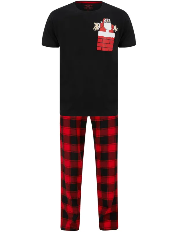 Men's Santa Pocket 2pc Lounge Pyjama Set in Black / Red Black Check - Merry Christmas sold by Tokyo Laundry