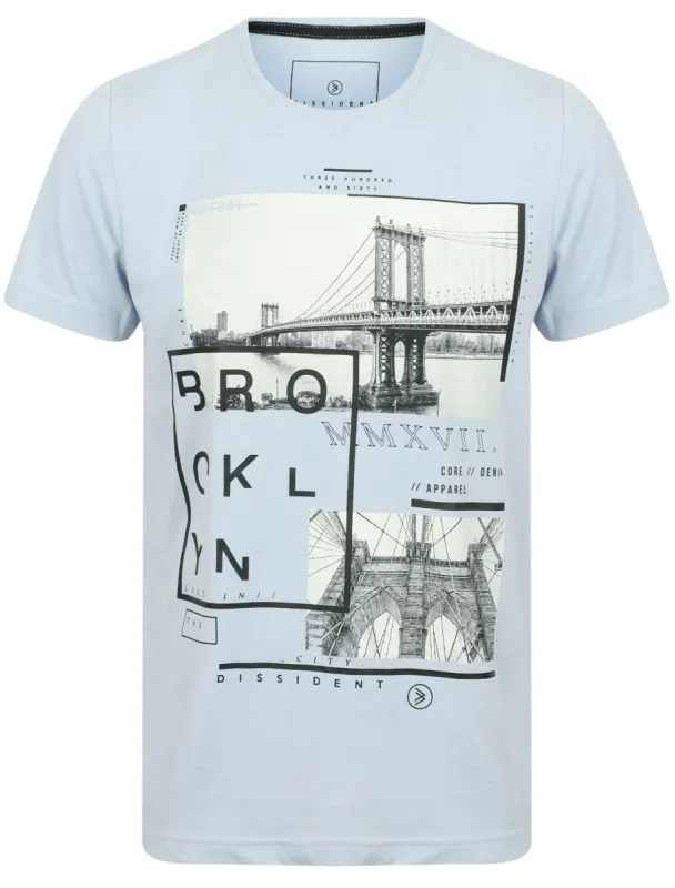 Bro Brooklyn Graphic Motif Cotton T-Shirt In Skyway - Dissident sold by Tokyo Laundry