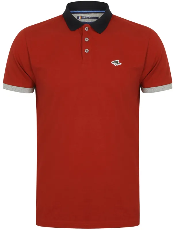 Langstone Cotton Pique Polo Shirt In Red - Le Shark sold by Tokyo Laundry