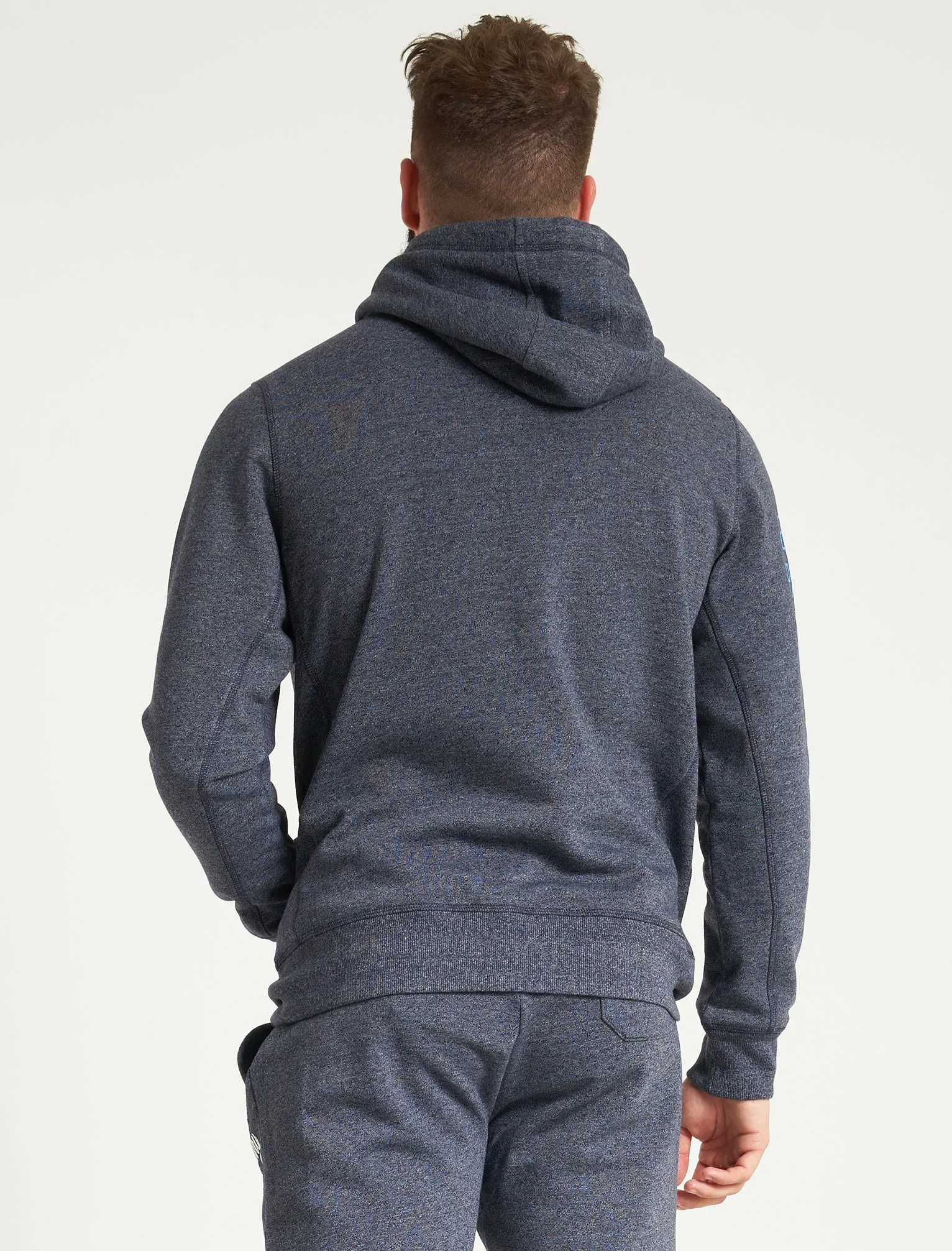 Intent Motif Brushback Fleece Pullover Hoodie in Navy Grindle - Tokyo Laundry sold by Tokyo Laundry product image thumbnail 2