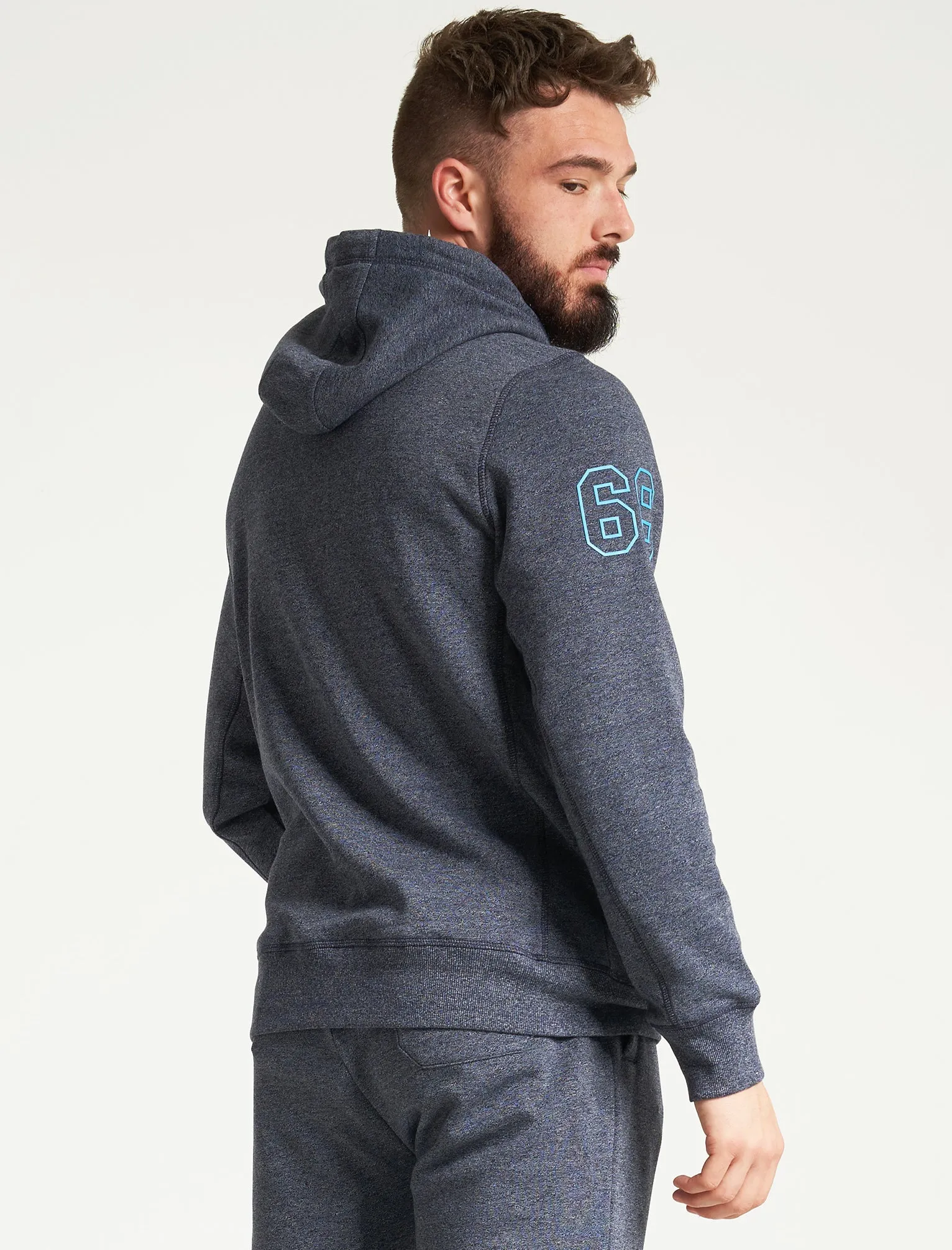 Intent Motif Brushback Fleece Pullover Hoodie in Navy Grindle - Tokyo Laundry sold by Tokyo Laundry product image thumbnail 3