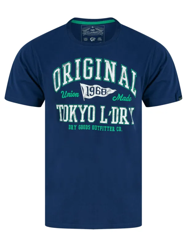 Rockwood Motif Cotton Jersey T-Shirt in Medieval Blue - Tokyo Laundry sold by Tokyo Laundry