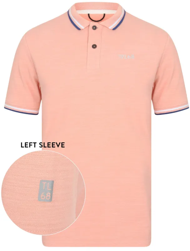 Hitch Cotton Polo Shirt with Racer Stripe Detail in Coral Cloud - Tokyo Laundry Active sold by Tokyo Laundry