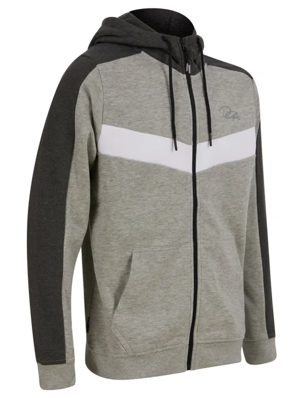 Forseti Zip Through Hoodie with Chevron Detail in Light Grey Marl - Dissident sold by Tokyo Laundry