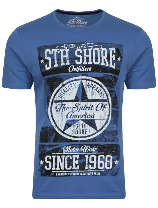 Print T-Shirt in Federal Blue - South Shore sold by Tokyo Laundry