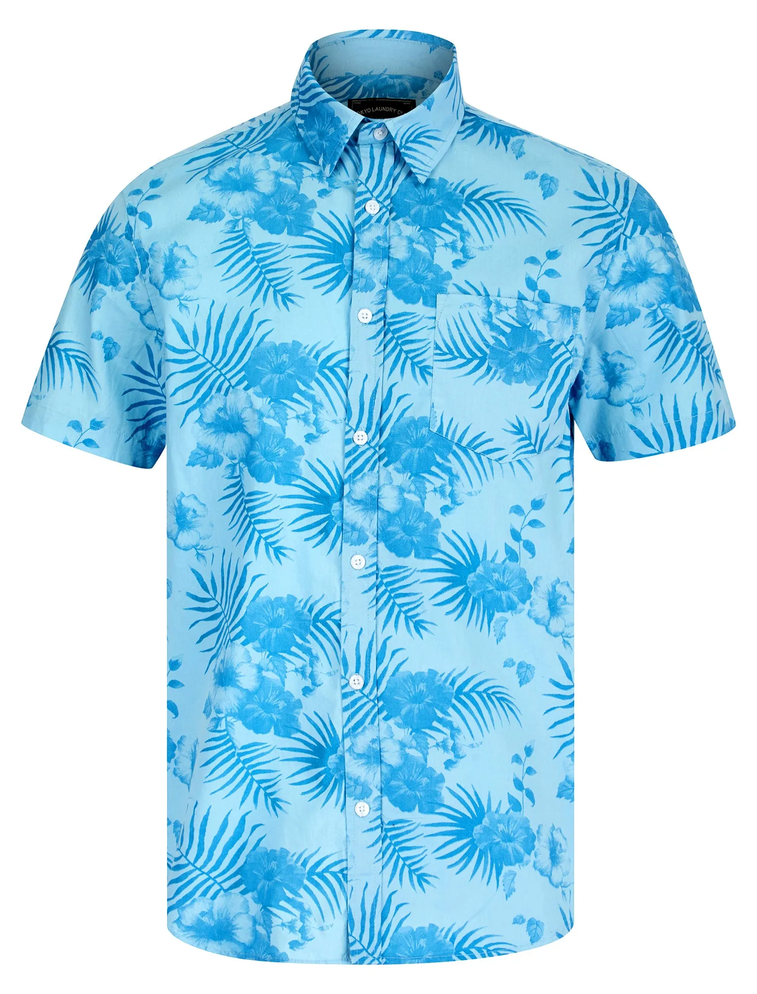 Yamuna Tropical Print Short Sleeve Shirt in Dream Blue Hibiscus - Tokyo Laundry sold by Tokyo Laundry