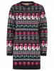 Women's Flakey Novelty Knitted Christmas Jumper Dress in Ink - Merry Christmas sold by Tokyo Laundry