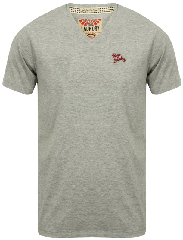 Mens V-Neck T-Shirt in Light Grey Marl - Tokyo Laundry sold by Tokyo Laundry