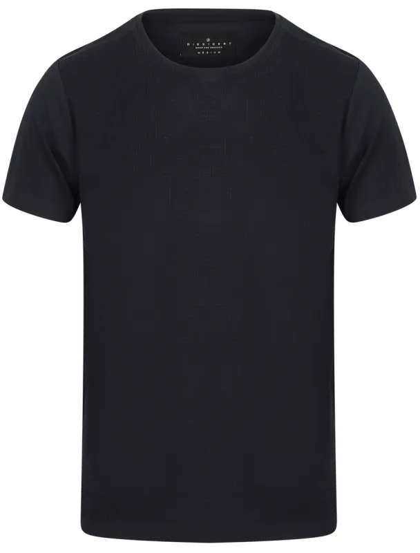 Lukin Waffle Textured Crew Neck T-Shirt In True Navy - Dissident sold by Tokyo Laundry