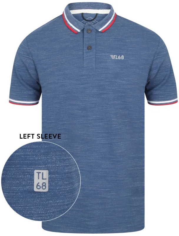 Hitch Cotton Polo Shirt with Racer Stripe Detail in Washed Blue - Tokyo Laundry Active sold by Tokyo Laundry