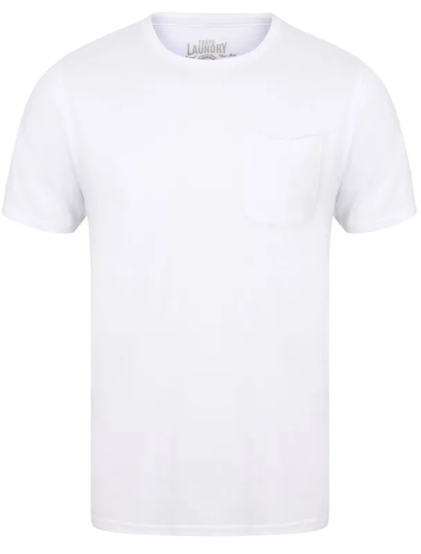 Zac Crew Neck Cotton T-Shirt with Pocket In Optic White - Tokyo Laundry sold by Tokyo Laundry
