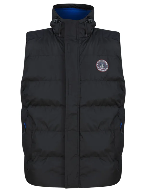 Tahmores Quilted Microfleece Lined Puffer Gilet with Hood in Jet Black - Tokyo Laundry Active Tech sold by Tokyo Laundry