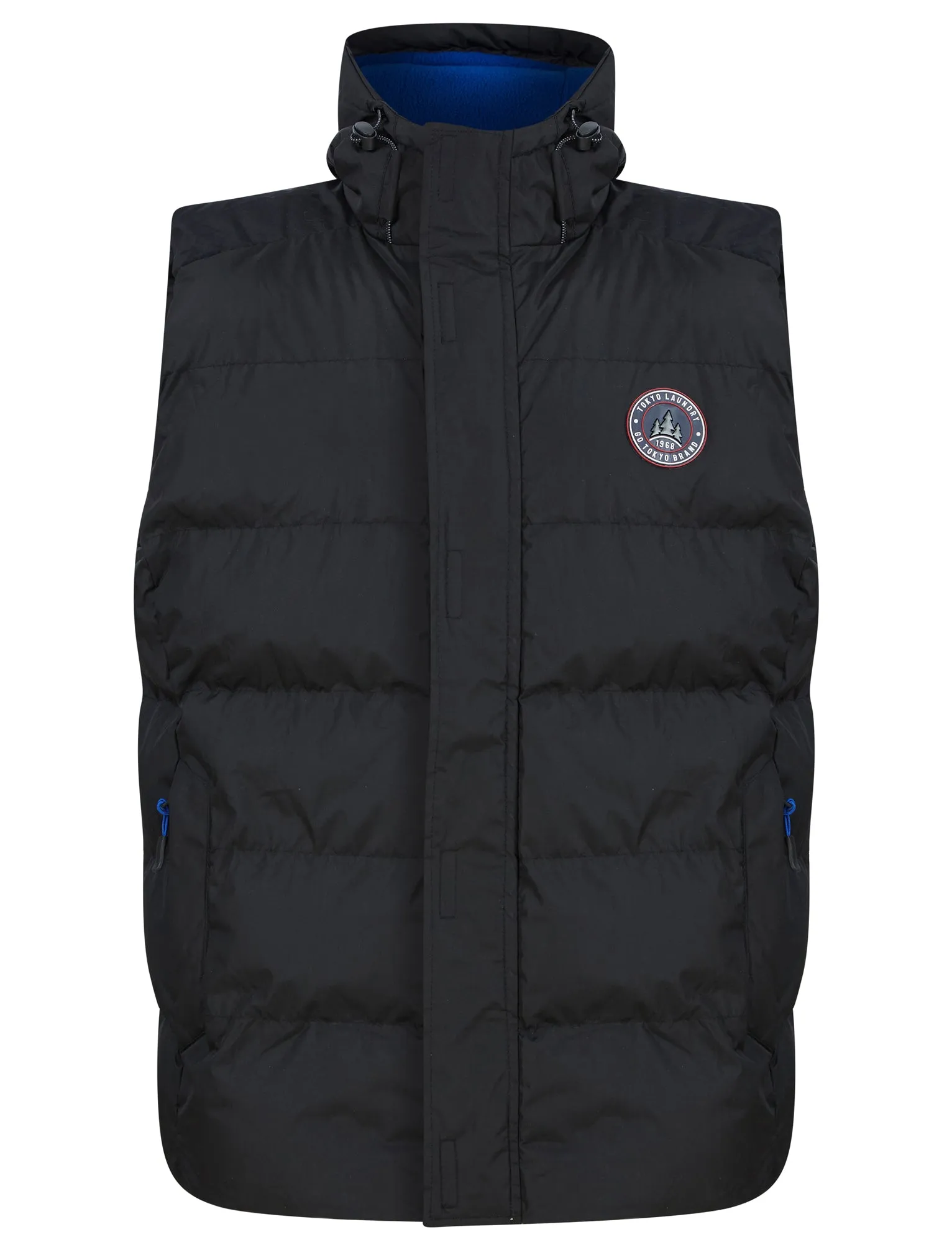 Tahmores Quilted Microfleece Lined Puffer Gilet with Hood in Jet Black - Tokyo Laundry Active Tech sold by Tokyo Laundry