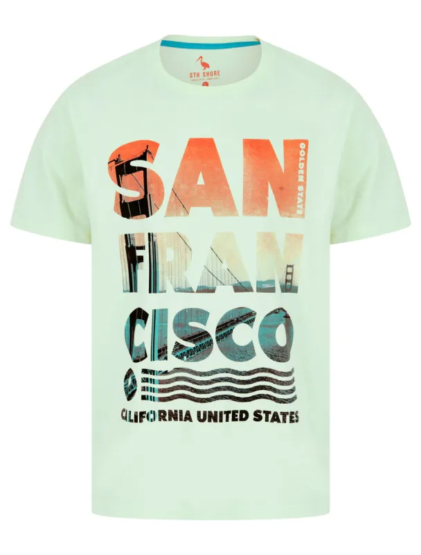 San Bridge Motif Cotton Jersey T-Shirt in Hint Of Mint - South Shore sold by Tokyo Laundry