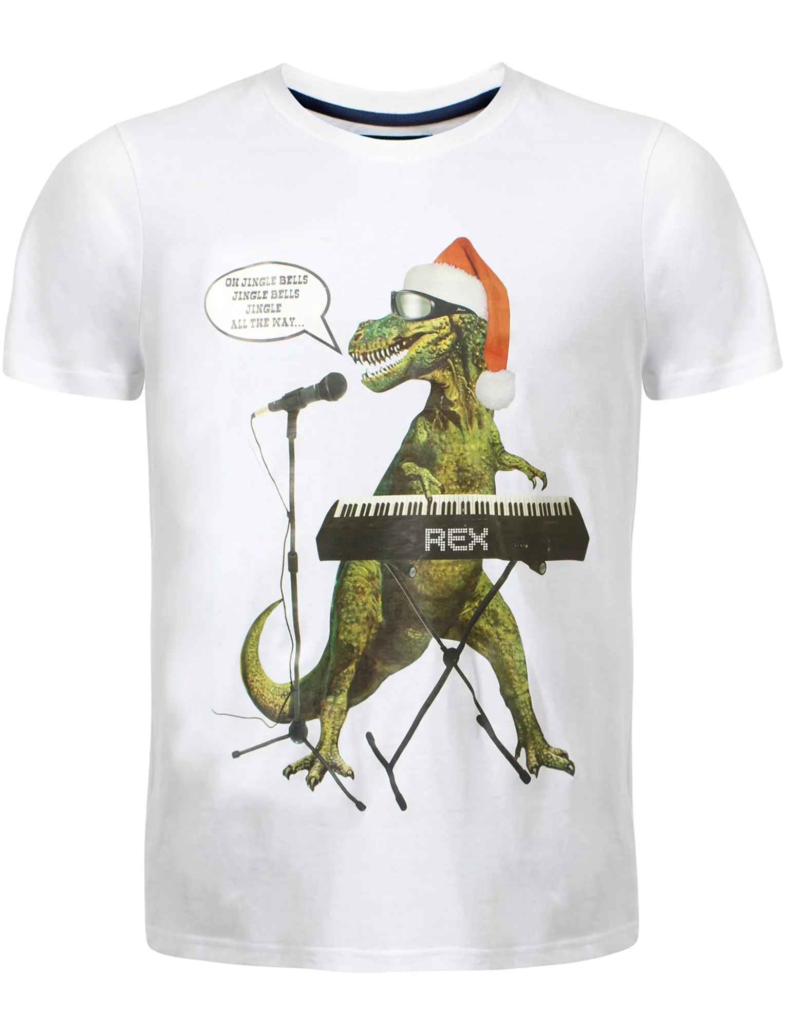 Merry Christmas Jingle Rex white festive Xmas t-shirt sold by Tokyo Laundry