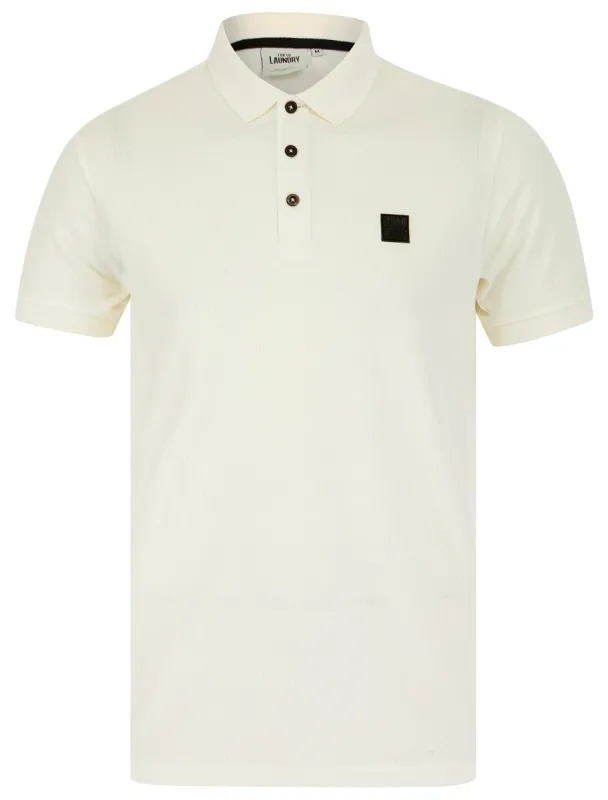 Jaxon Cotton Rich Textured Weave Polo Shirt in Off White - Tokyo Laundry sold by Tokyo Laundry